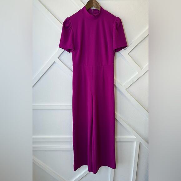 NWT Alexia Admor Willow Wide Leg Short Sleeve Jumpsuit in Magenta Size Small - Picture 2 of 12